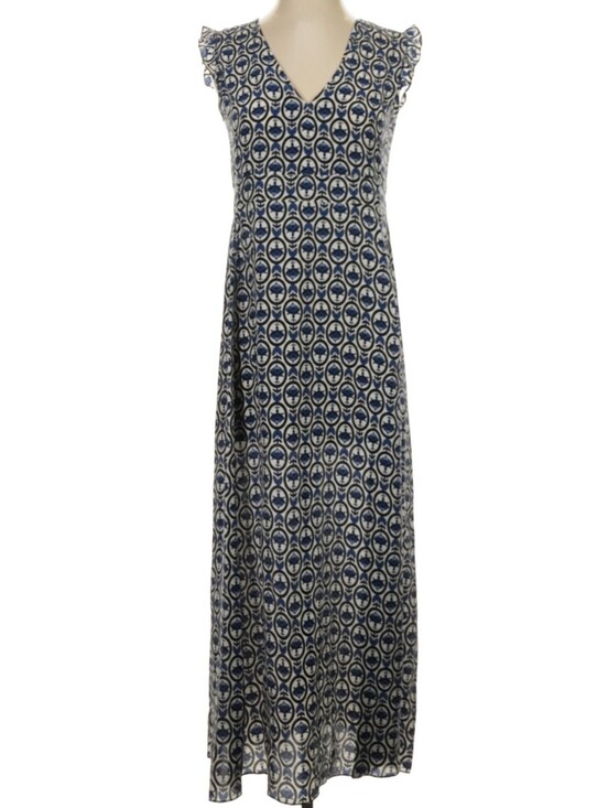 MaxMara Dresses & Skirts - 'S Max Mara Navy & White Printed V-Neck Floral Maxi Dress (US 2)